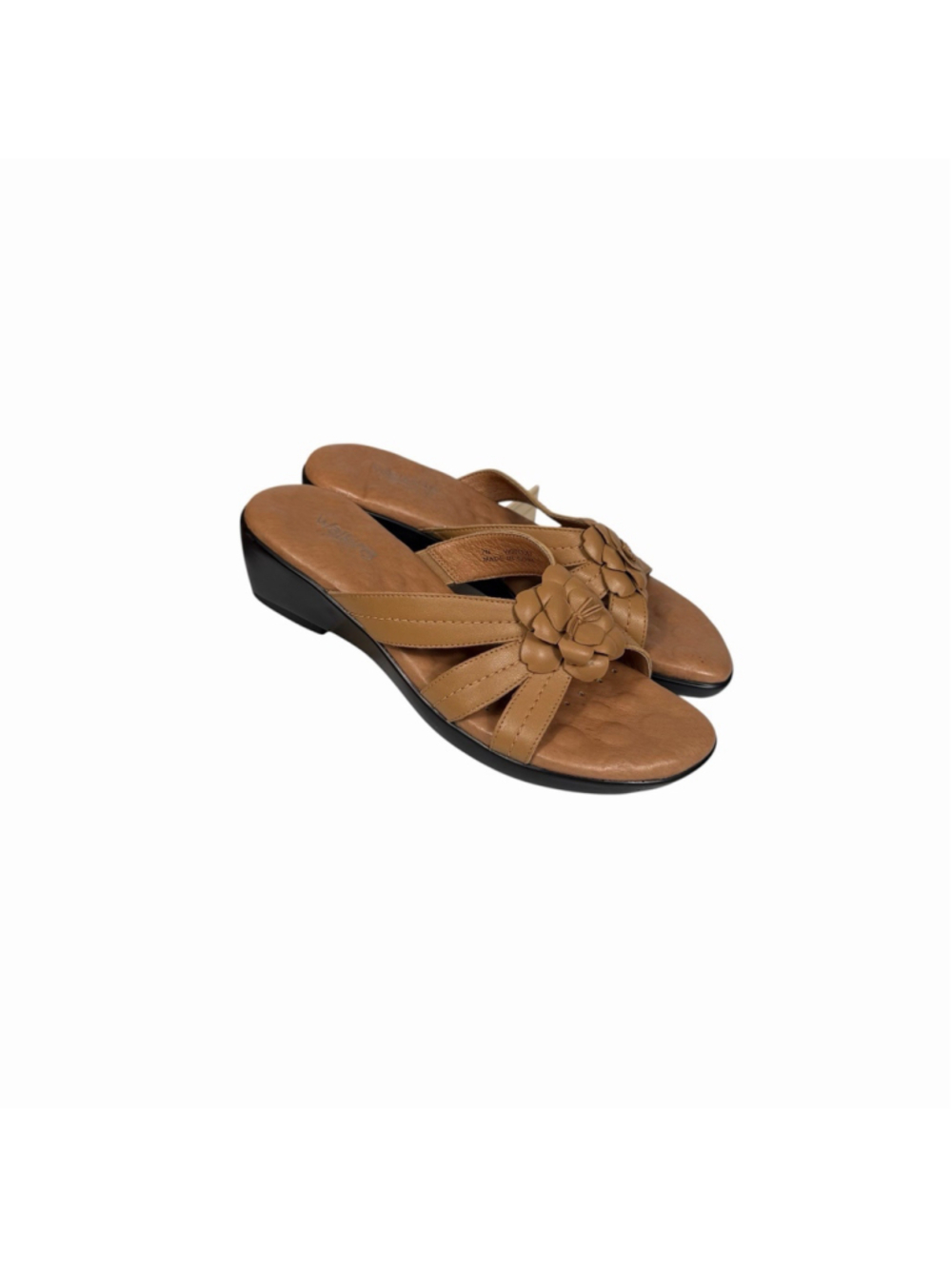 Walking Cradles Womens 7 Cookie Gold Wedge Floral Leather Comfort Sandals